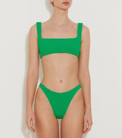 Hunza G Xandra Bikini Set Square Neckline High-cut Leg In Emerald