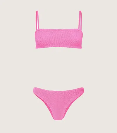 Hunza G Net Sustain Seersucker Bikini In Bubblegum