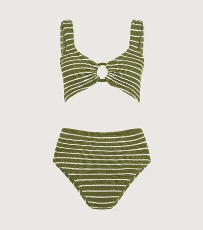 Hunza G Nadine Bikini In Metallic Moss/white