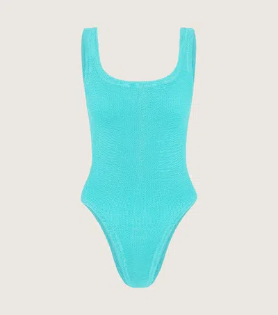 Hunza G Womens Aqua Square-neck Seersucker Swimsuit In Aqua