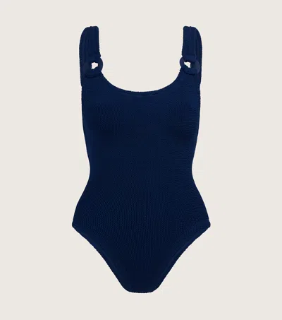 Hunza G Domino Swim With Tonal Hoops In Navy