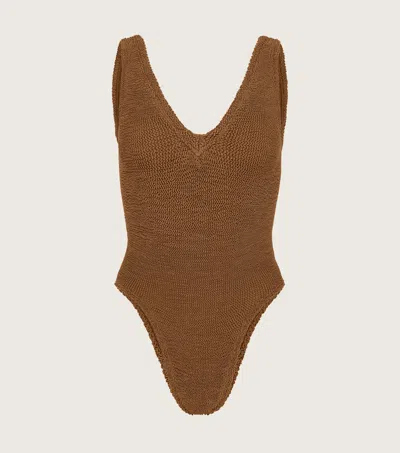 Shop Hunza G Sadie Swim In Metallic Cocoa