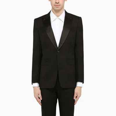 Shop Burberry Smoking Blck Jacket In Black