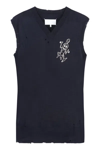 Maison Margiela Wool Vest In Blue