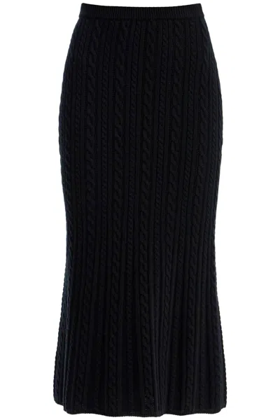 Alessandra Rich Knitted Wool Maxi Skirt In Nero