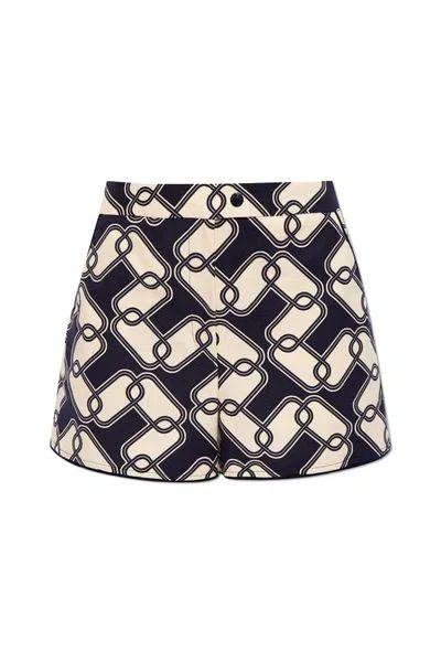 Moncler Mini Cotton Shorts For Women In Aqua