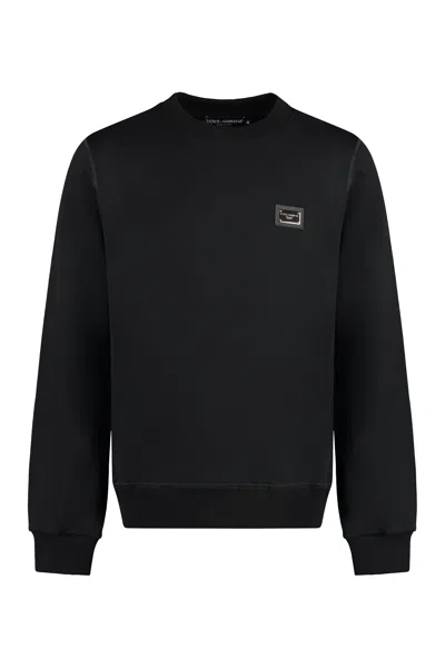 Dolce & Gabbana Jersey Sweatshirt With Branded Tag In Black