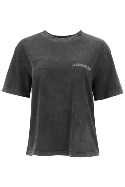 Alessandra Rich Crystal-embellished Graphic-print T-shirt In Grey
