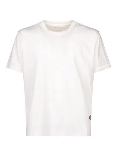 Bottega Veneta White T-shirt With Applied Patch On The Front In Cotton Man In Neutral