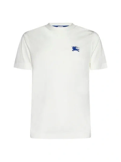Burberry Mens Salt Ekd-embroidered Short-sleeve Cotton-jersey T-shirt In White