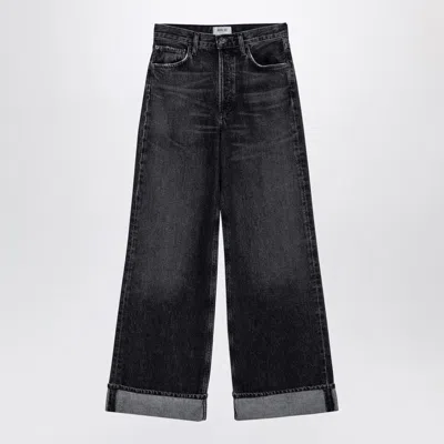 Agolde Dame Cuffed Organic Cotton Wide Leg Jeans In Blue