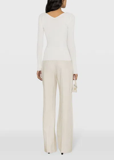 Shop Jacquemus Off White Le Haut Pralu Ribbed Top In Off-white