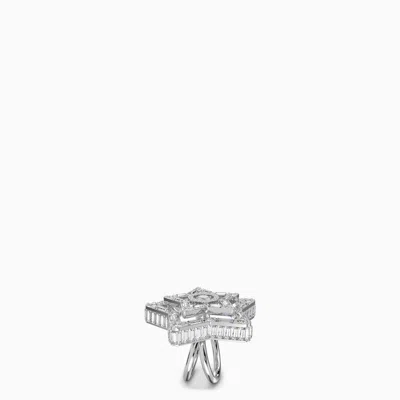 Shop Swarovski Silver Star Cocktail Ring In Metal