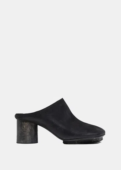 Uma Wang Block-heel Leather Mules In Black