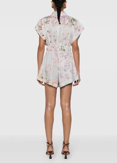 Shop Zimmermann Multicolor Halliday Cuffed Playsuit