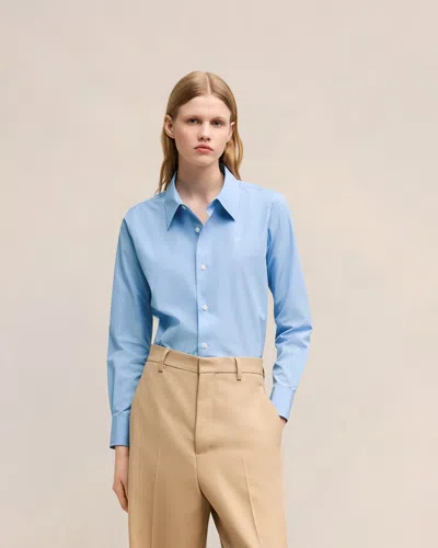 Ami Alexandre Mattiussi Long-sleeve Cotton Shirt In Cashmere Blue