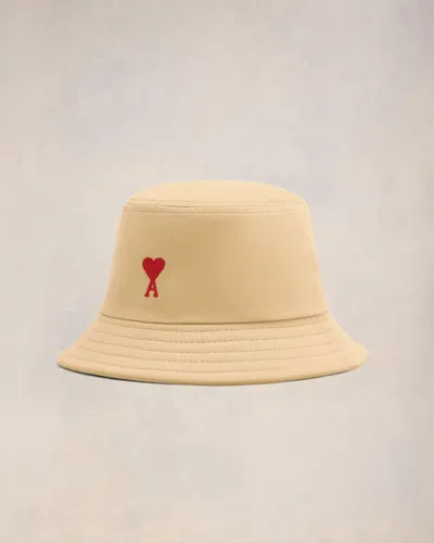 Ami Alexandre Mattiussi Ami Paris Ami De Coeur Embroidery Bucket Hat In Sand