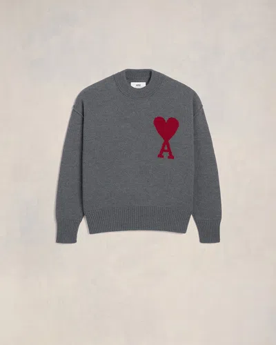 Ami Alexandre Mattiussi Red Ami De Coeur Sweater Grey Unisex