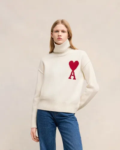 Ami Alexandre Mattiussi Red Ami De Coeur Sweater White Unisex