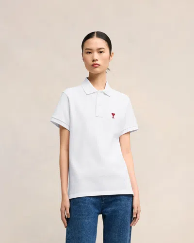 Ami Alexandre Mattiussi Organic Cotton Ami De Coeur Polo Shirt In White