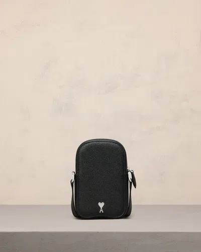 Ami Alexandre Mattiussi Paris Paris Vertical Shoulder Bag In Black/ Vibrated Silver