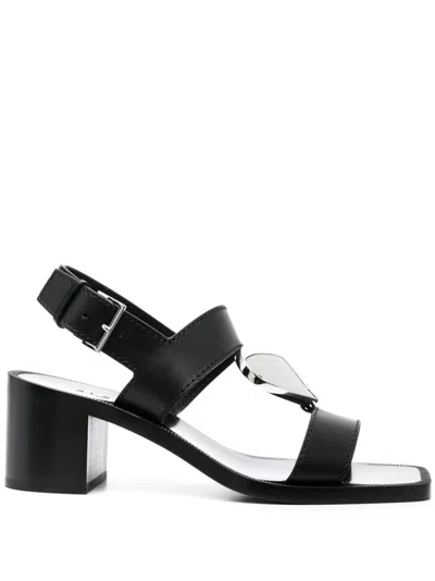 Shop Alaïa Alaia Le Coeur Leather Sandals