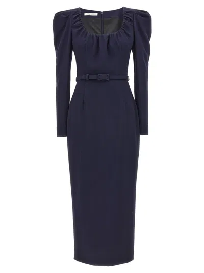 Alessandra Rich Crepe Dress With Belt And Shoulder Pads