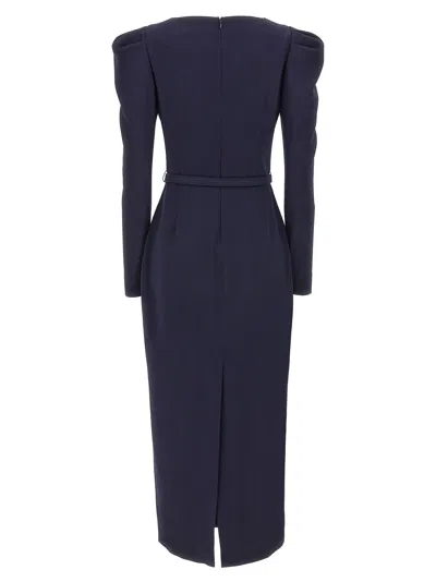 Alessandra Rich Crepe Dress With Belt And Shoulder Pads