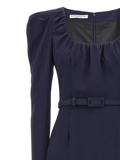 Alessandra Rich Crepe Dress With Belt And Shoulder Pads