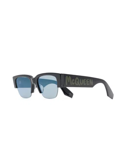 Alexander Mcqueen Modern Rectangular Sunglasses Thick Temples