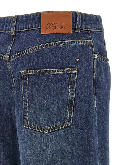 Alexander Mcqueen Mcqueen Indigo Wide-leg Denim Jeans In Blue