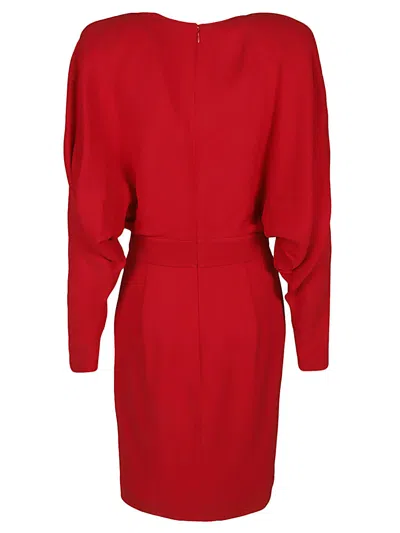 Alexandre Vauthier Bold V-neck Waistband Detail Long Sleeves Dress
