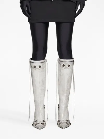 Balenciaga Cagole 90mm Metallic Leather Boots