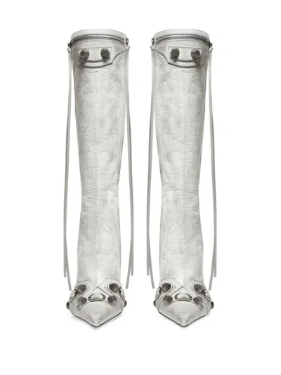 Balenciaga Cagole 90mm Metallic Leather Boots