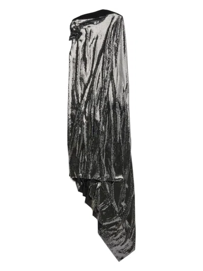 Balenciaga Draped Back Midi Dress With Metallic Effect
