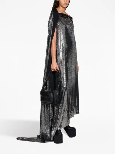 Balenciaga Draped Back Midi Dress With Metallic Effect