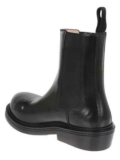 Bottega Veneta Polished Finish Black Ankle Boots With Elastic Side Panels