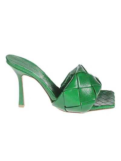 Bottega Veneta Green Lido Mules In Green