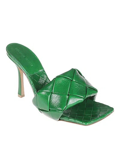 Bottega Veneta Green Lido Mules In Green