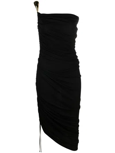 Bottega Veneta One-shoulder Asymmetric Embellished Satin-jersey Midi Dress