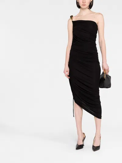 Bottega Veneta One-shoulder Asymmetric Embellished Satin-jersey Midi Dress