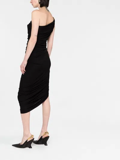 Bottega Veneta One-shoulder Asymmetric Embellished Satin-jersey Midi Dress
