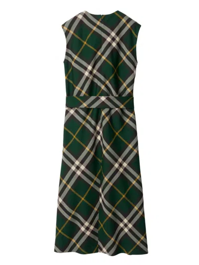 Burberry Sleeveless Nova Check Pattern Midi Dress
