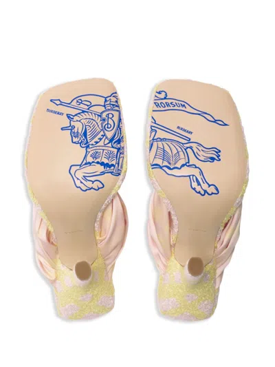 Burberry Printed Fabric Pool Check Thong Mules