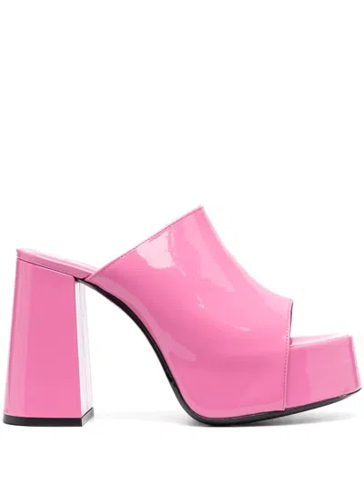 By Far Pink Brad Patent Leather Heels