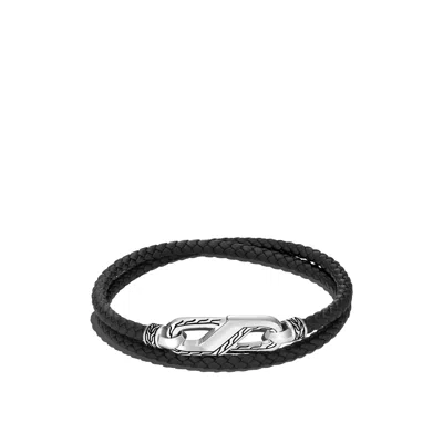 John Hardy Classic Chain Sterling Silver & Leather Double Wrap Bracelet In Silver