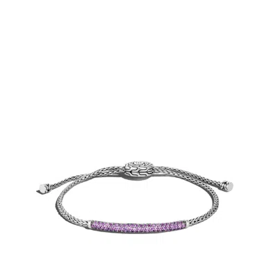 John Hardy Classic Chain Pull Through Pavé Station Bracelet In Amethyst