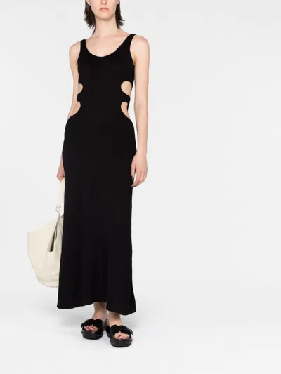 Chloé Cutout Crinkled Silk-linen Knit Maxi Dress