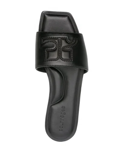 Courrèges Logo Nappa Leather Flat Sandals
