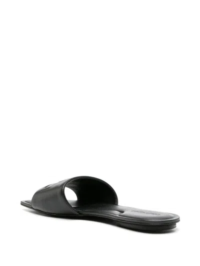 Courrèges Logo Nappa Leather Flat Sandals